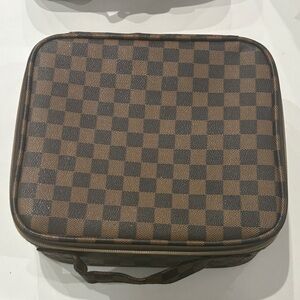 Checkered Brown cosmetics Bag
